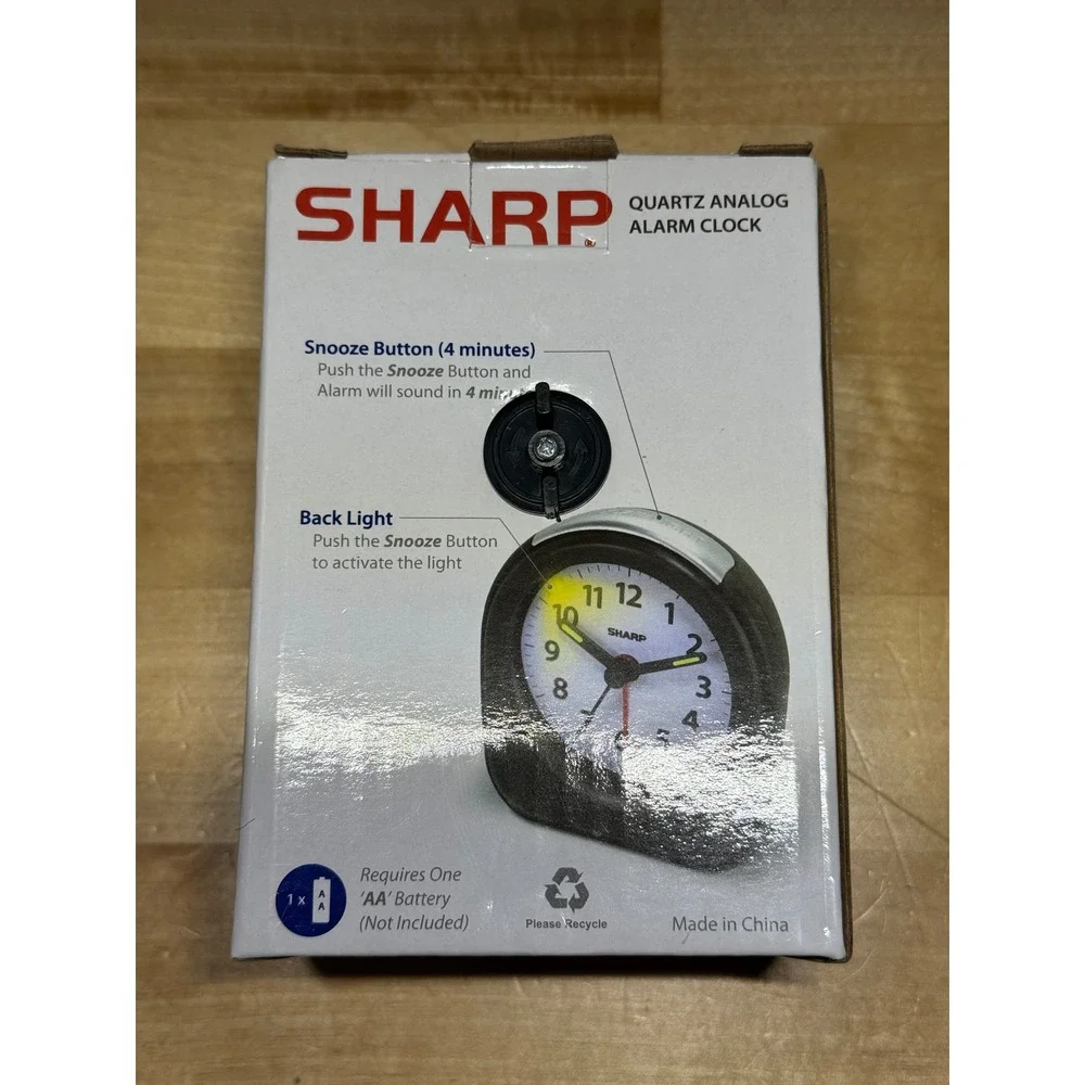 Sharp SPC844A Quartz Analog Alarm Clock Black Ascending Alarm Backlight Snooze